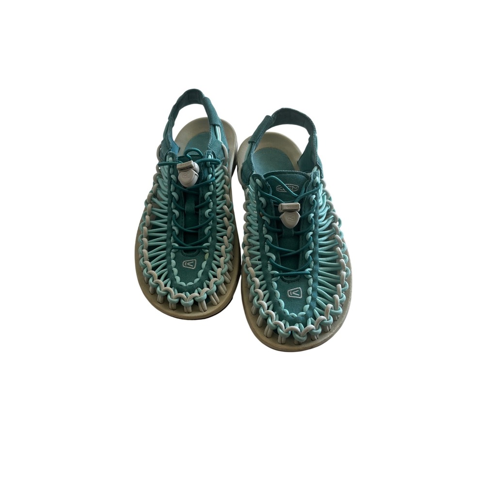 KEEN Uneek Teal Blue Braided Cord Sandals Womens Size 8 Outdoor Water Shoes